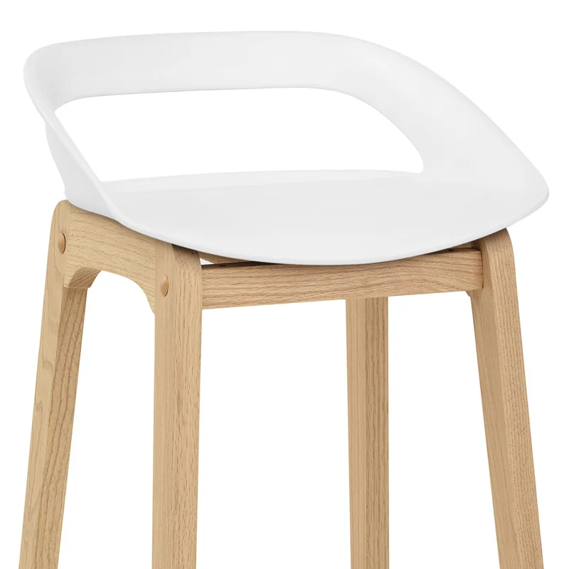 Tabouret de Bar Résine Bois - Crew Blanc