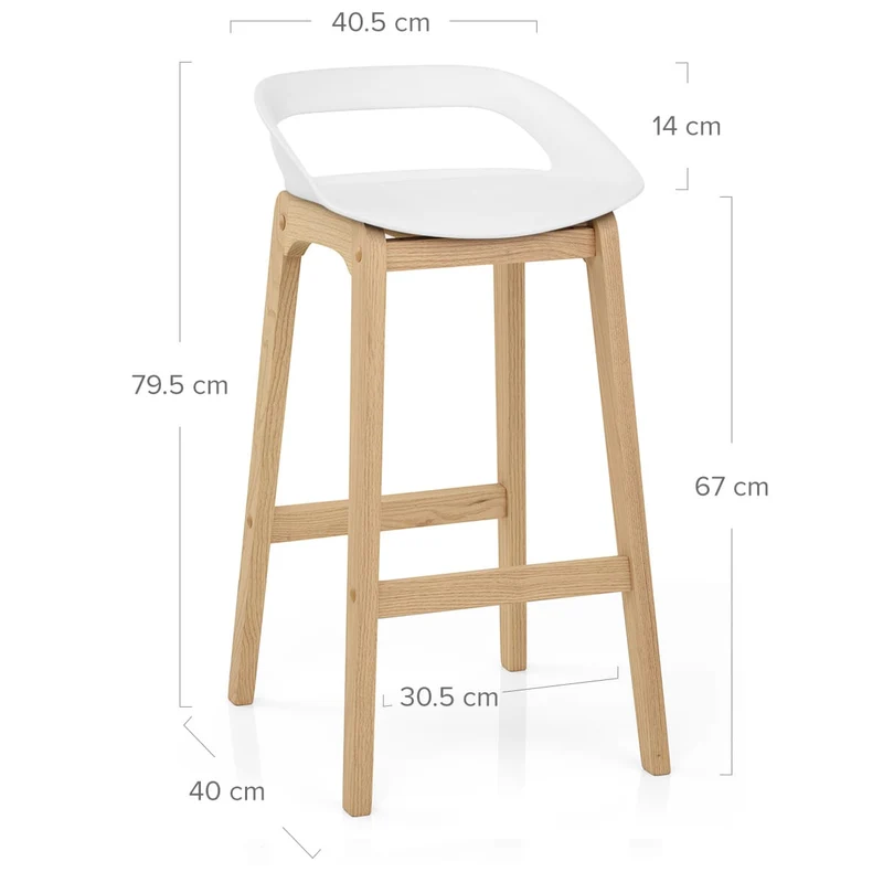Tabouret de Bar Résine Bois - Crew Blanc
