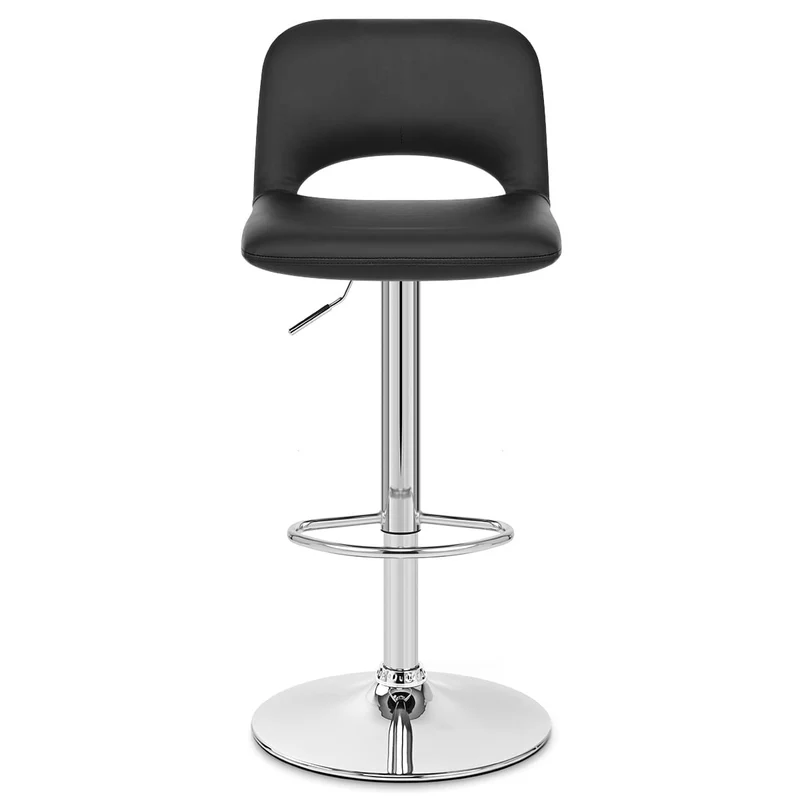 Tabouret de Bar Faux Cuir - Hugo Noir
