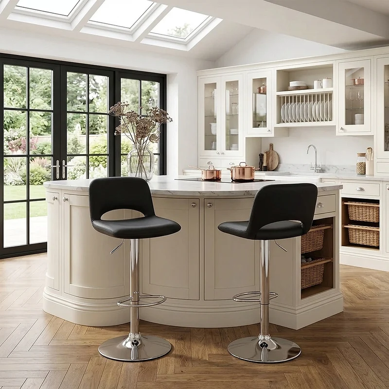 Tabouret de Bar Faux Cuir - Hugo Noir