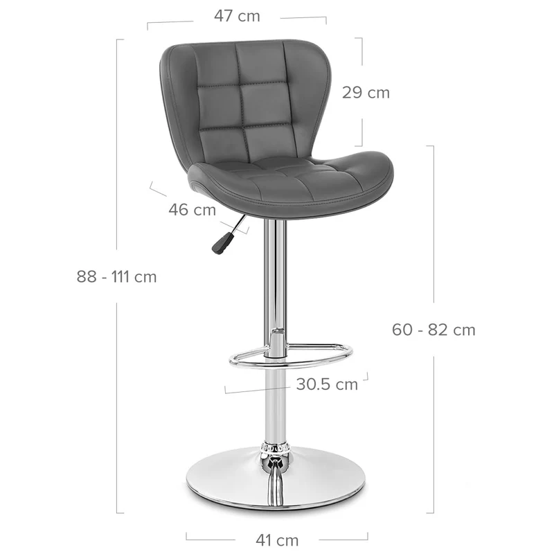 Chaise de bar Simili Cuir - Houston Gris