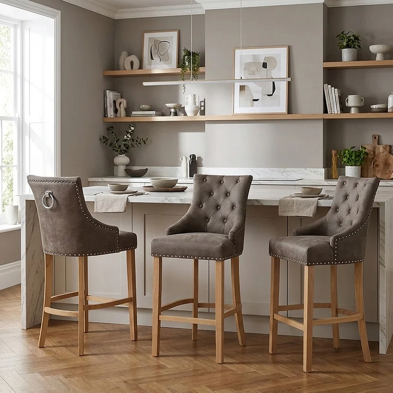 Chaise de Bar Chêne Faux Cuir - Ascot Marron