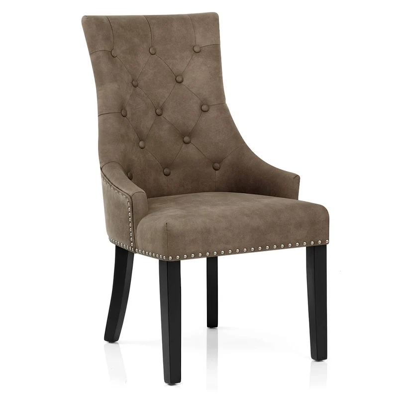 Chaise Bois Faux Cuir - Ascot Marron