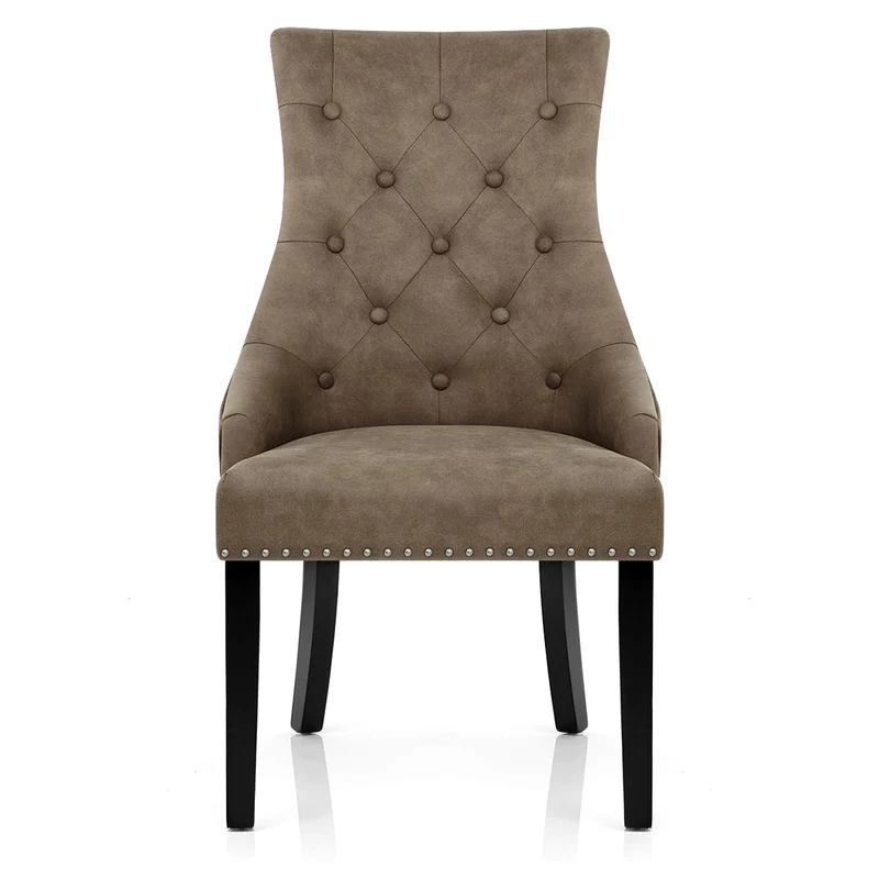 Chaise Bois Faux Cuir - Ascot Marron
