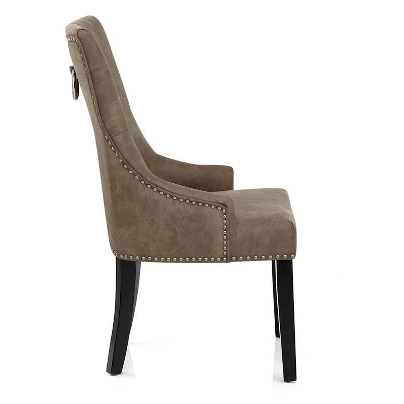 Chaise Bois Faux Cuir - Ascot Marron