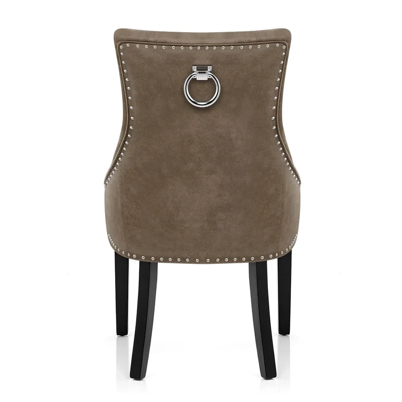 Chaise Bois Faux Cuir - Ascot Marron