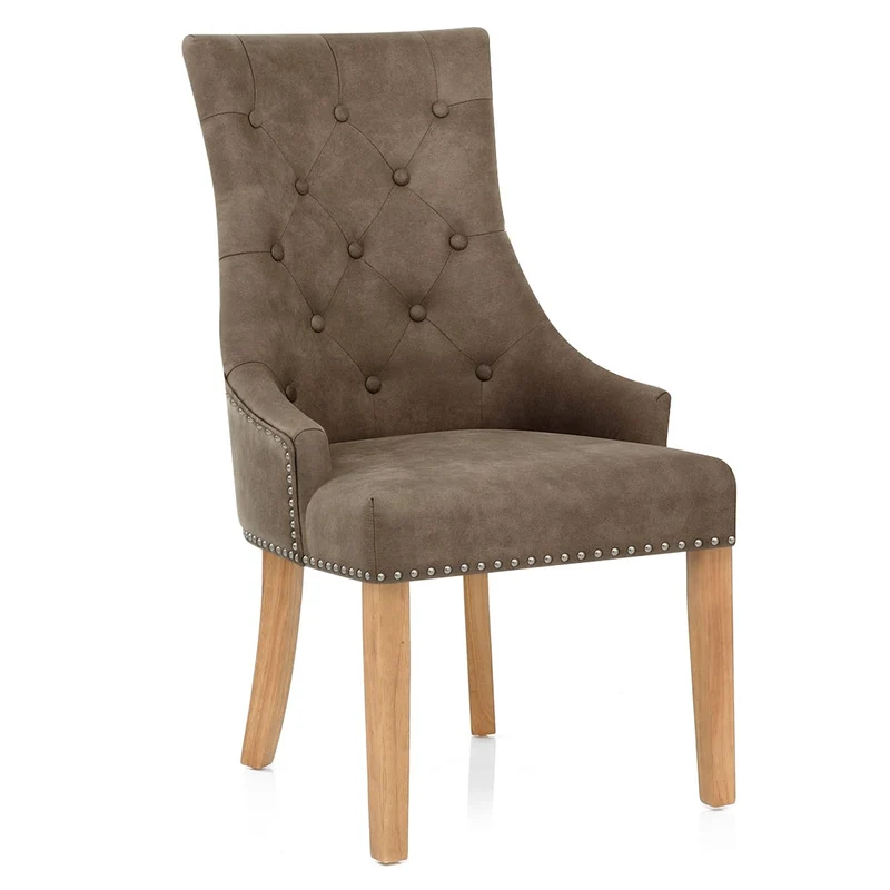 Chaise Chêne Faux Cuir - Ascot Marron