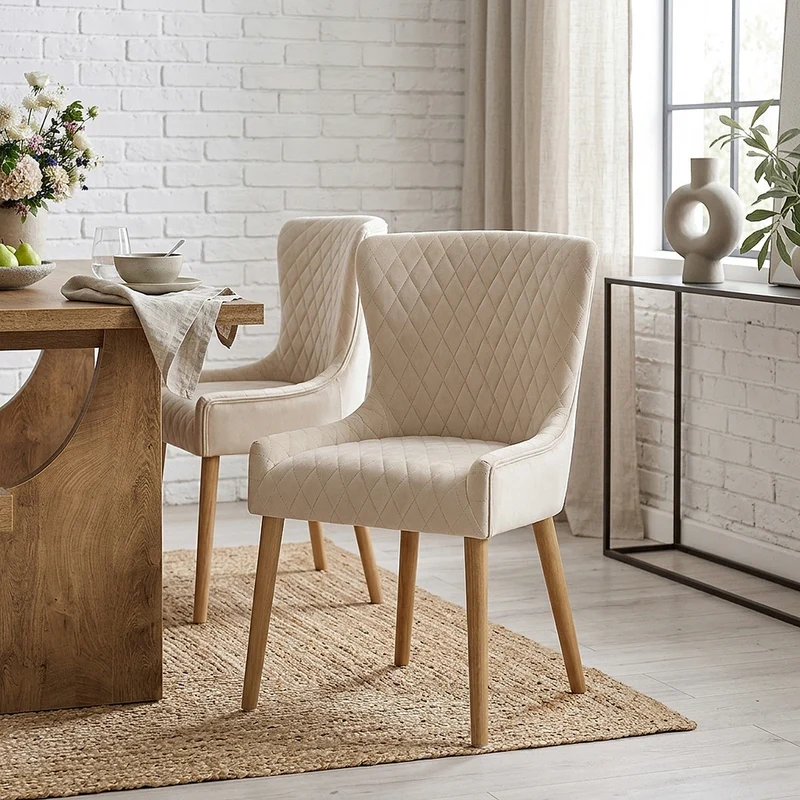 Chaise Bois Velours - City Crème