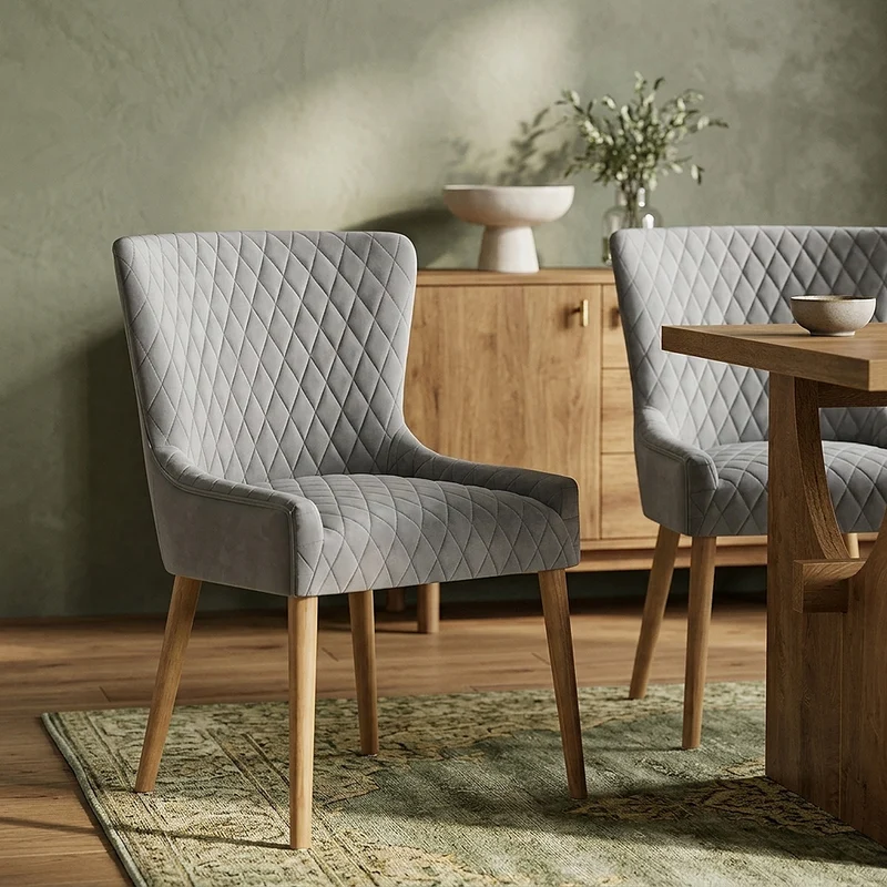 Chaise Bois Velours - City Gris