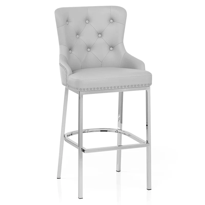 Chaise de Bar Métal Faux Cuir - Grange Gris