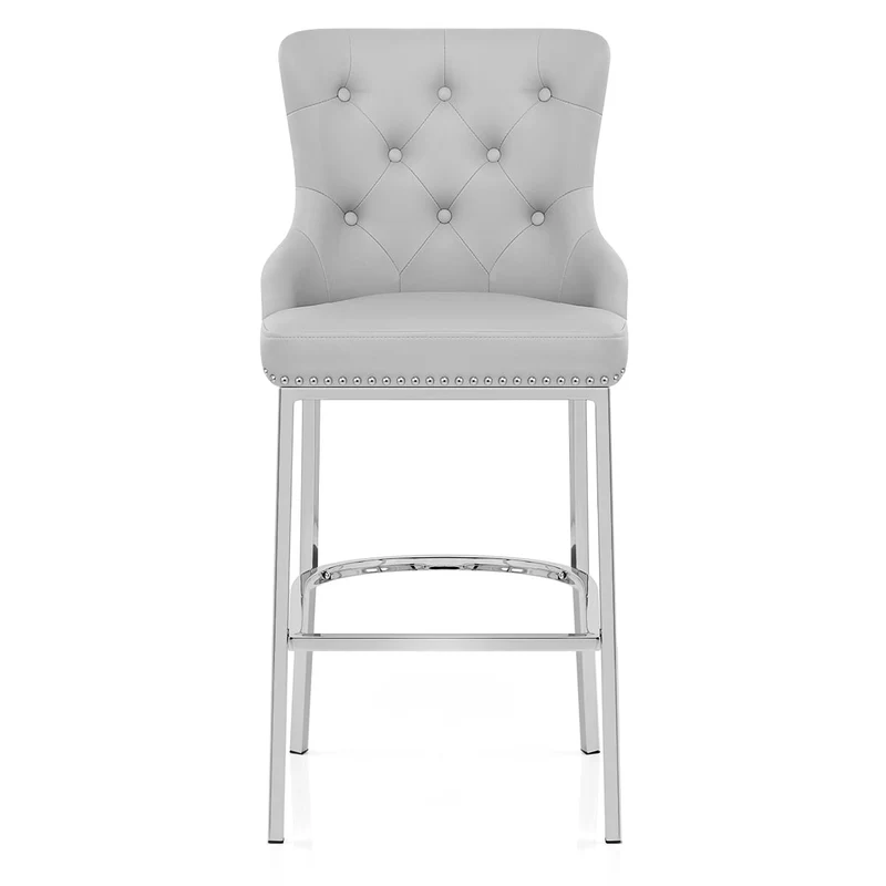 Chaise de Bar Métal Faux Cuir - Grange Gris