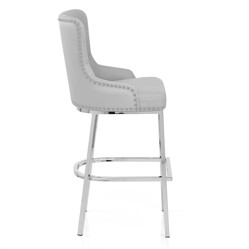 Chaise de Bar Métal Faux Cuir - Grange Gris