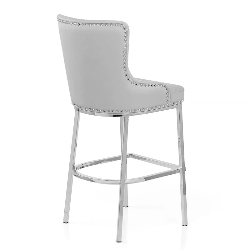 Chaise de Bar Métal Faux Cuir - Grange Gris