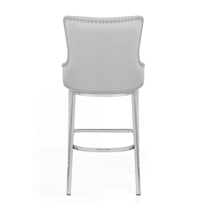 Chaise de Bar Métal Faux Cuir - Grange Gris