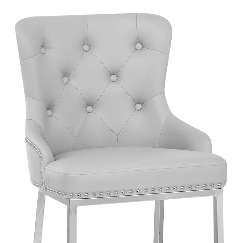 Chaise de Bar Métal Faux Cuir - Grange Gris