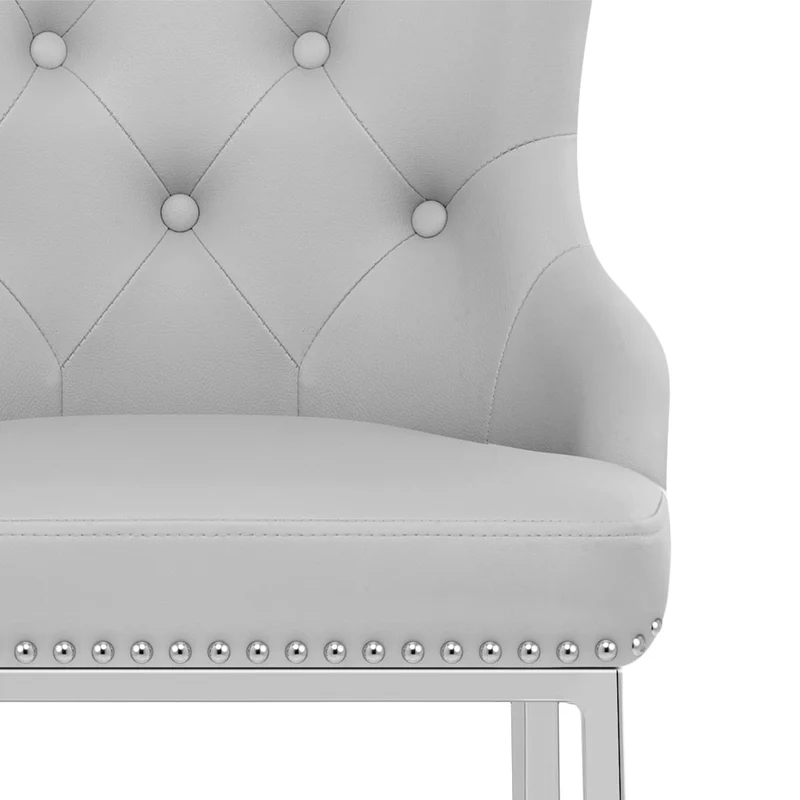 Chaise de Bar Métal Faux Cuir - Grange Gris