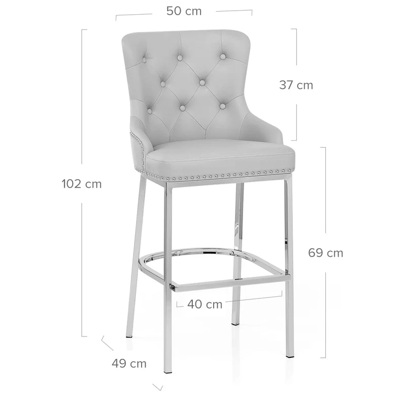 Chaise de Bar Métal Faux Cuir - Grange Gris