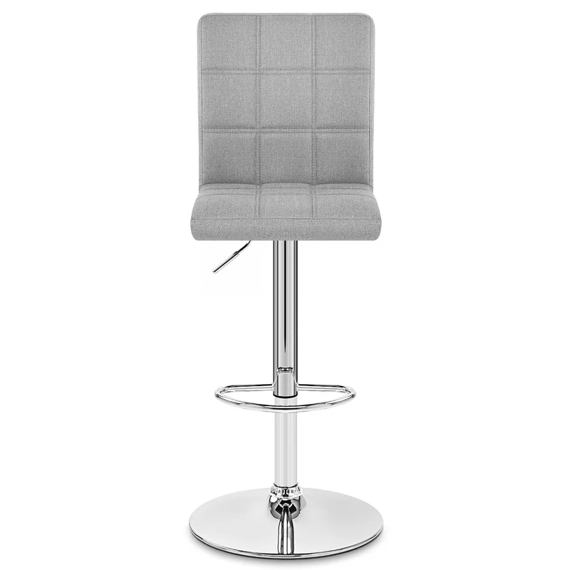 Chaise de Bar Tissu Chrome - Criss Cross Gris