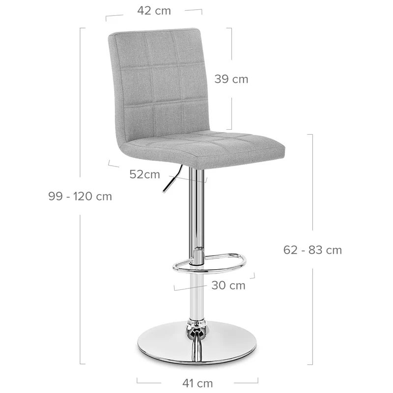 Chaise de Bar Tissu Chrome - Criss Cross Gris