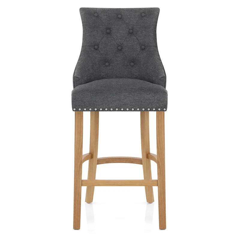 Chaise de Bar Chêne Tissu - Ascot Gris Foncé