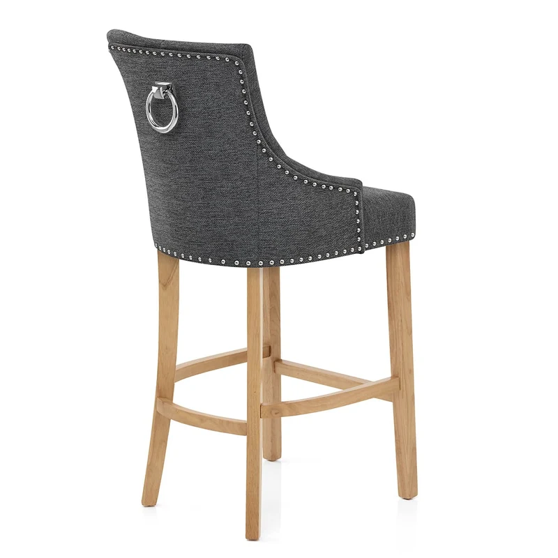 Chaise de Bar Chêne Tissu - Ascot Gris Foncé