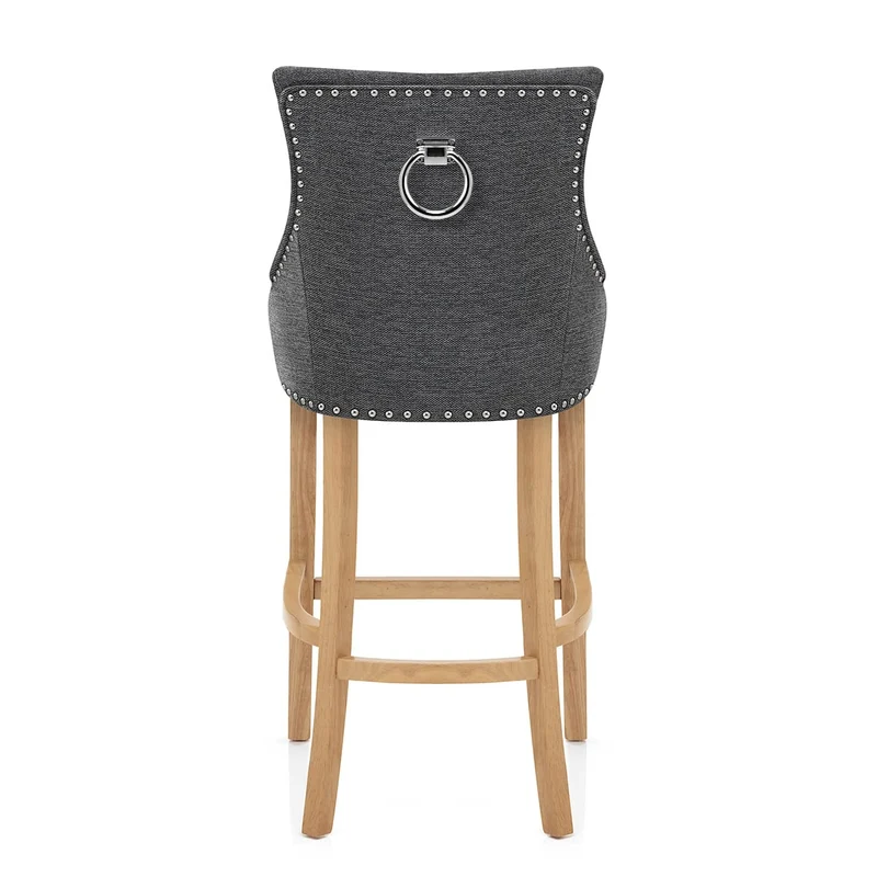 Chaise de Bar Chêne Tissu - Ascot Gris Foncé