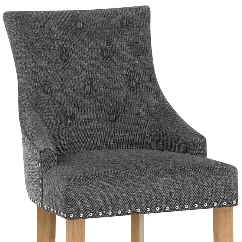 Chaise de Bar Chêne Tissu - Ascot Gris Foncé