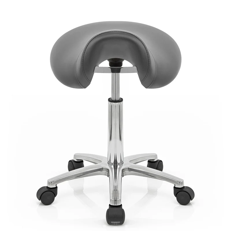 Tabouret Faux Cuir Chrome - Deluxe Saddle Gris