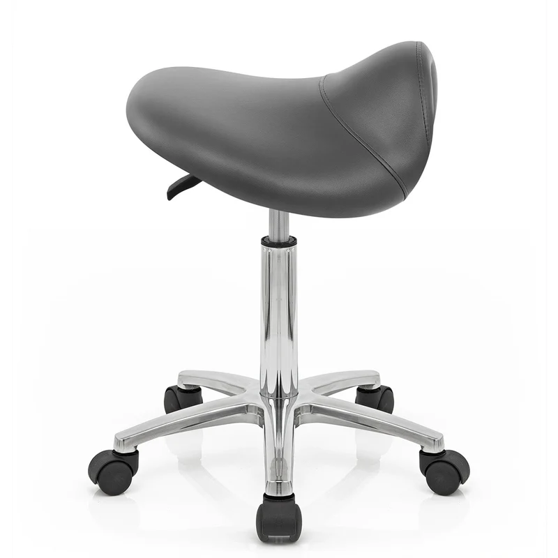 Tabouret Faux Cuir Chrome - Deluxe Saddle Gris