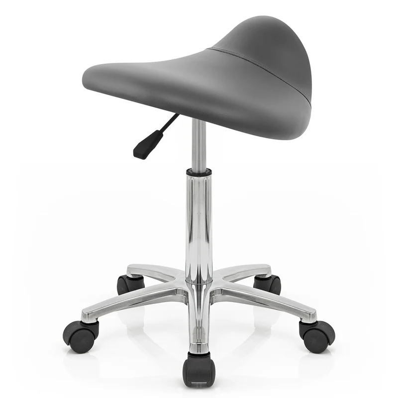Tabouret Faux Cuir Chrome - Deluxe Saddle Gris