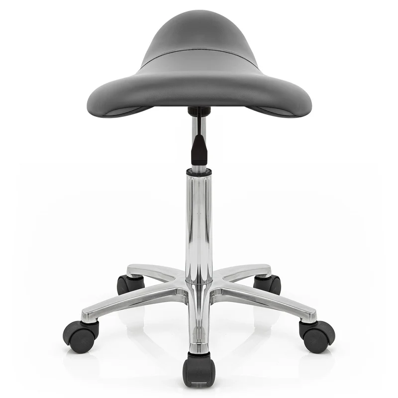 Tabouret Faux Cuir Chrome - Deluxe Saddle Gris