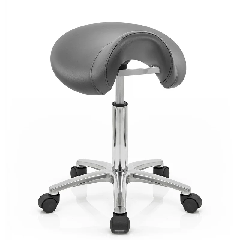 Tabouret Faux Cuir Chrome - Deluxe Saddle Gris