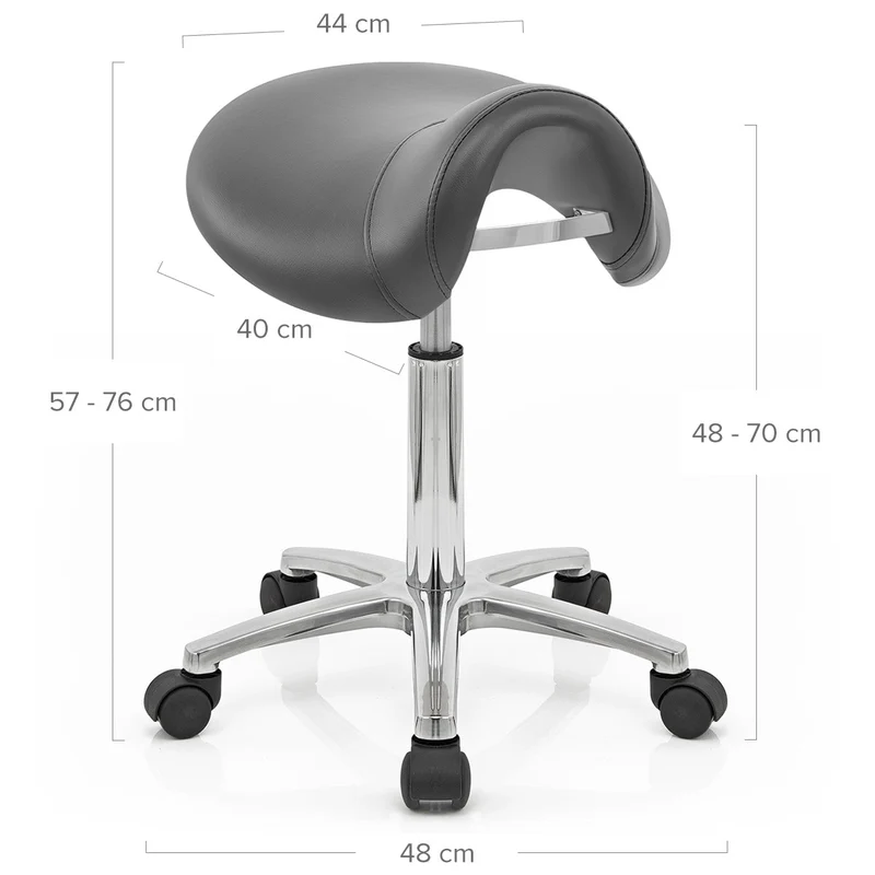 Tabouret Faux Cuir Chrome - Deluxe Saddle Gris