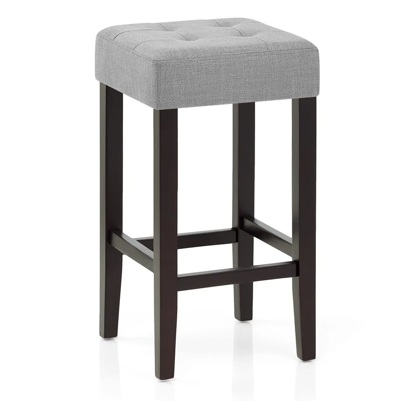Tabouret de bar Bois Tissu - Oliver Gris