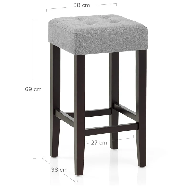 Tabouret de bar Bois Tissu - Oliver Gris