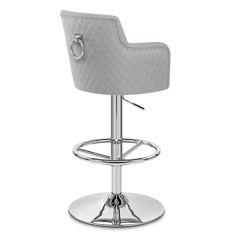 Chaise de bar Tissu Chrome - Vogue Gris