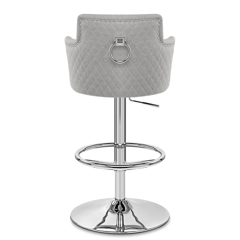 Chaise de bar Tissu Chrome - Vogue Gris