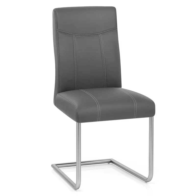 Chaise Métal Simili Cuir - Lancaster Gris