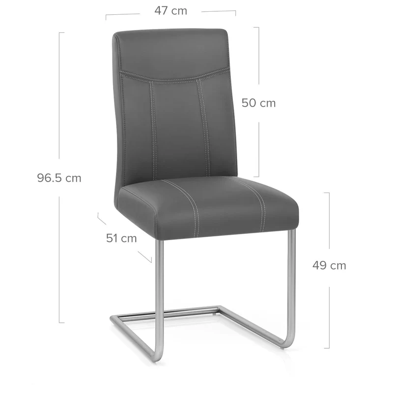 Chaise Métal Simili Cuir - Lancaster Gris