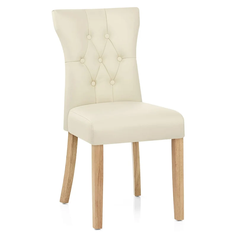 Chaise Bois Faux Cuir - Bradbury Crème