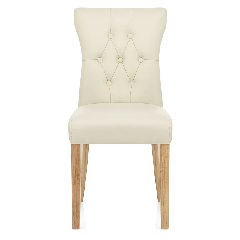 Chaise Bois Faux Cuir - Bradbury Crème