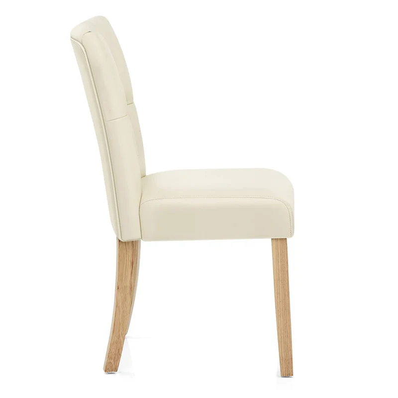 Chaise Bois Faux Cuir - Bradbury Crème