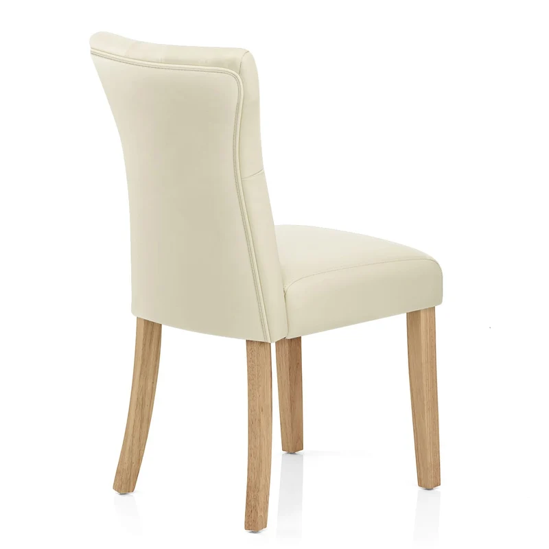 Chaise Bois Faux Cuir - Bradbury Crème
