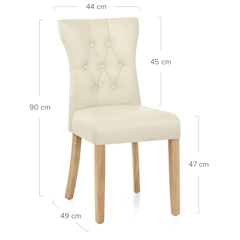 Chaise Bois Faux Cuir - Bradbury Crème