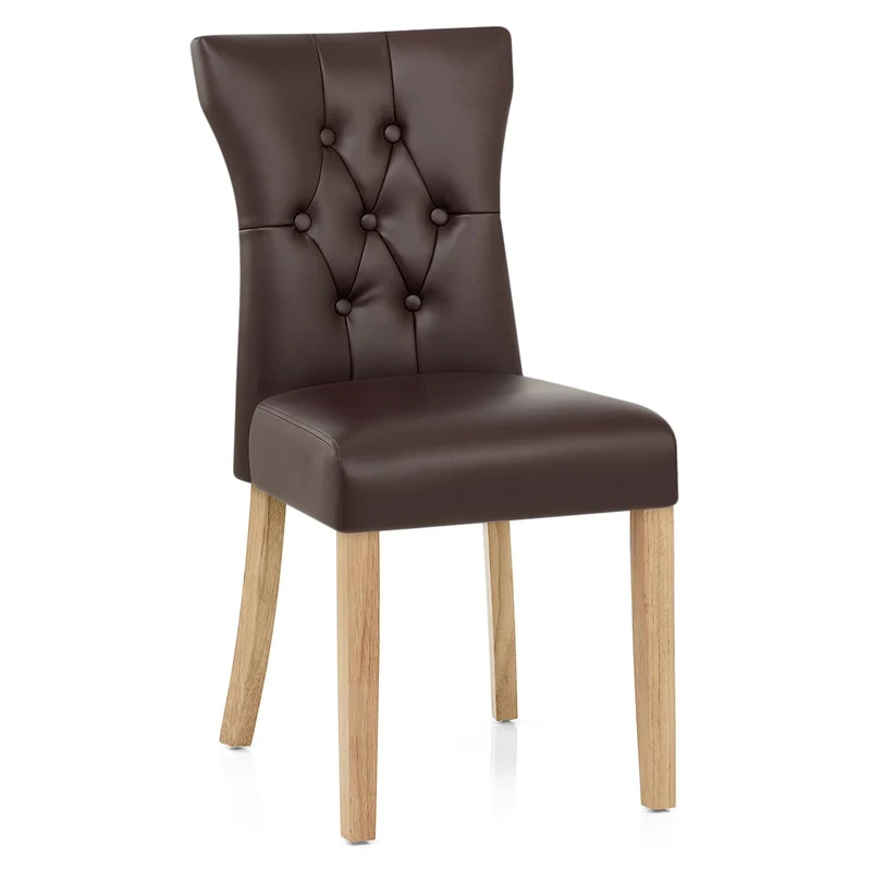 Chaise Bois Faux Cuir - Bradbury Marron
