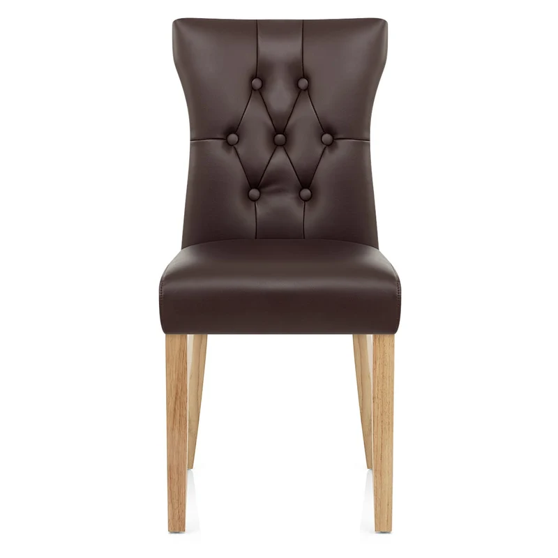 Chaise Bois Faux Cuir - Bradbury Marron