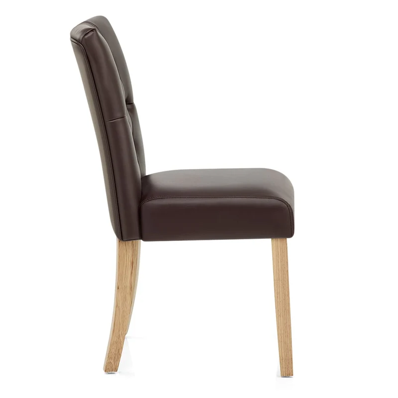 Chaise Bois Faux Cuir - Bradbury Marron