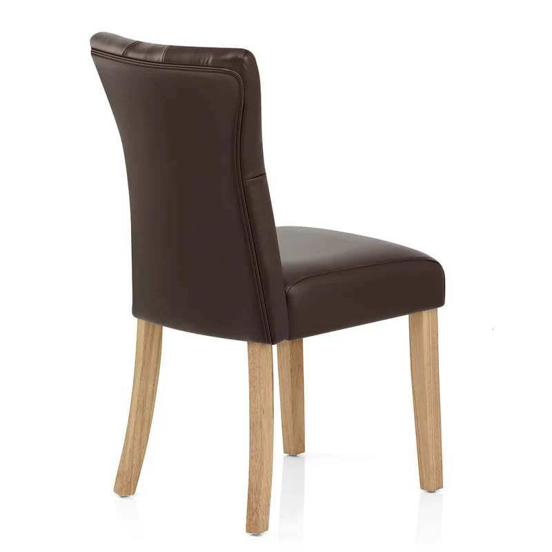 Chaise Bois Faux Cuir - Bradbury Marron