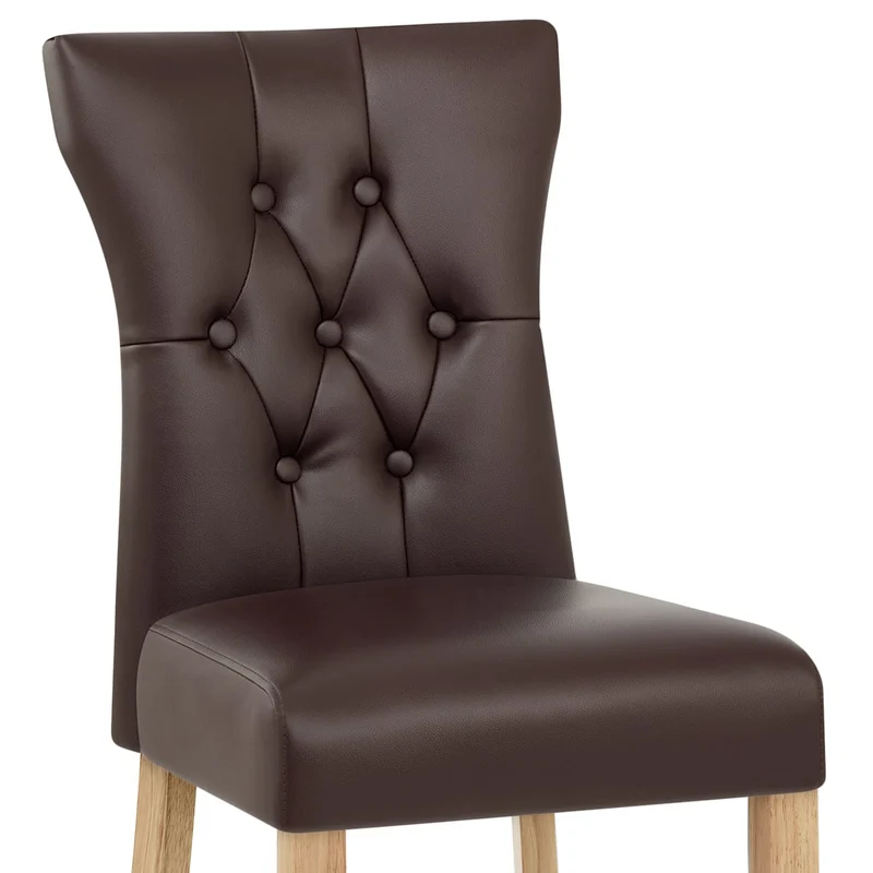 Chaise Bois Faux Cuir - Bradbury Marron