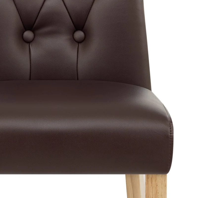 Chaise Bois Faux Cuir - Bradbury Marron